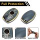 thumbnail image 4 of Funda de Llave de Auto de Silicona TPU Gris con Borde Dorado para Mercedes-Benz Clase A - 3 Botones Control Remoto, 4 of 6