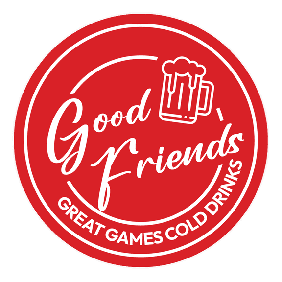 Signs ByLITA Circle Good Friends, Great Games, Cold Drinks ABS Plastic | Laser Engraved | Easy Installation | Elegant Design Sign (Red) - Large