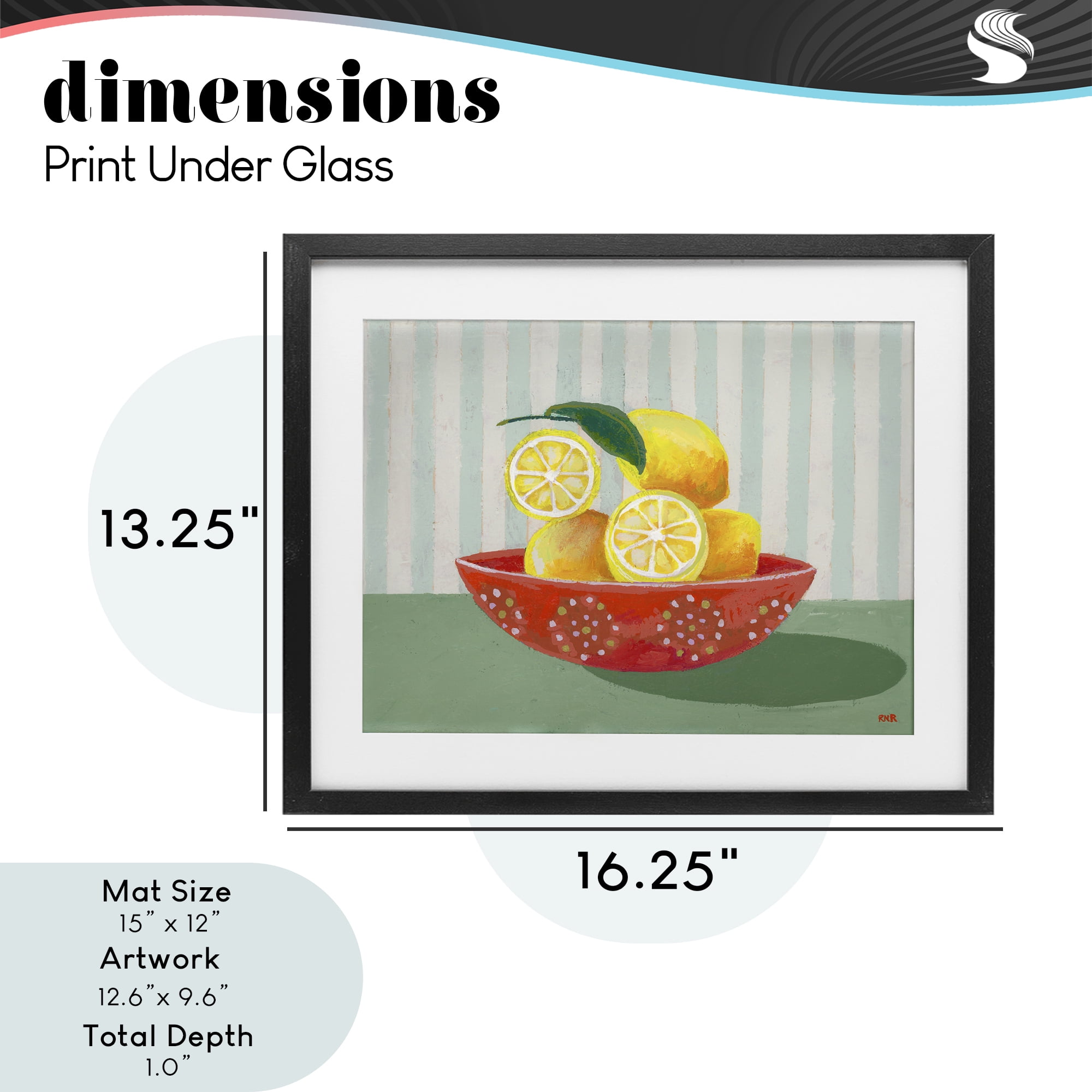 Stupell Industries Sunny Lemons in Red Bowl Black Framed Print Under Glass, design by Rachael Reese