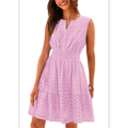thumbnail image 3 of Women'S Summer Dresses 2025 Sleeveless V Neck Eyelet Hollow Out Swing A Line Beach Vacation Sun Dress Pink L, 3 of 7