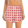 thumbnail image 2 of Balery Checkered Christmas With Snowflakes Pantalones cortos deportivos para mujer con forro y dos bolsillos, elásticos, para entrenamiento, gimnasio, yoga-Medium, 2 of 7