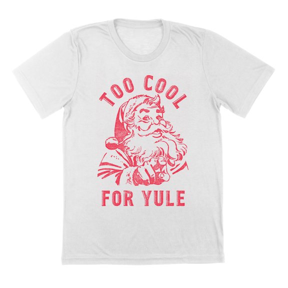 Too Cool For Yule Holiday Christmas Graphic White Mens Cotton T-Shirt