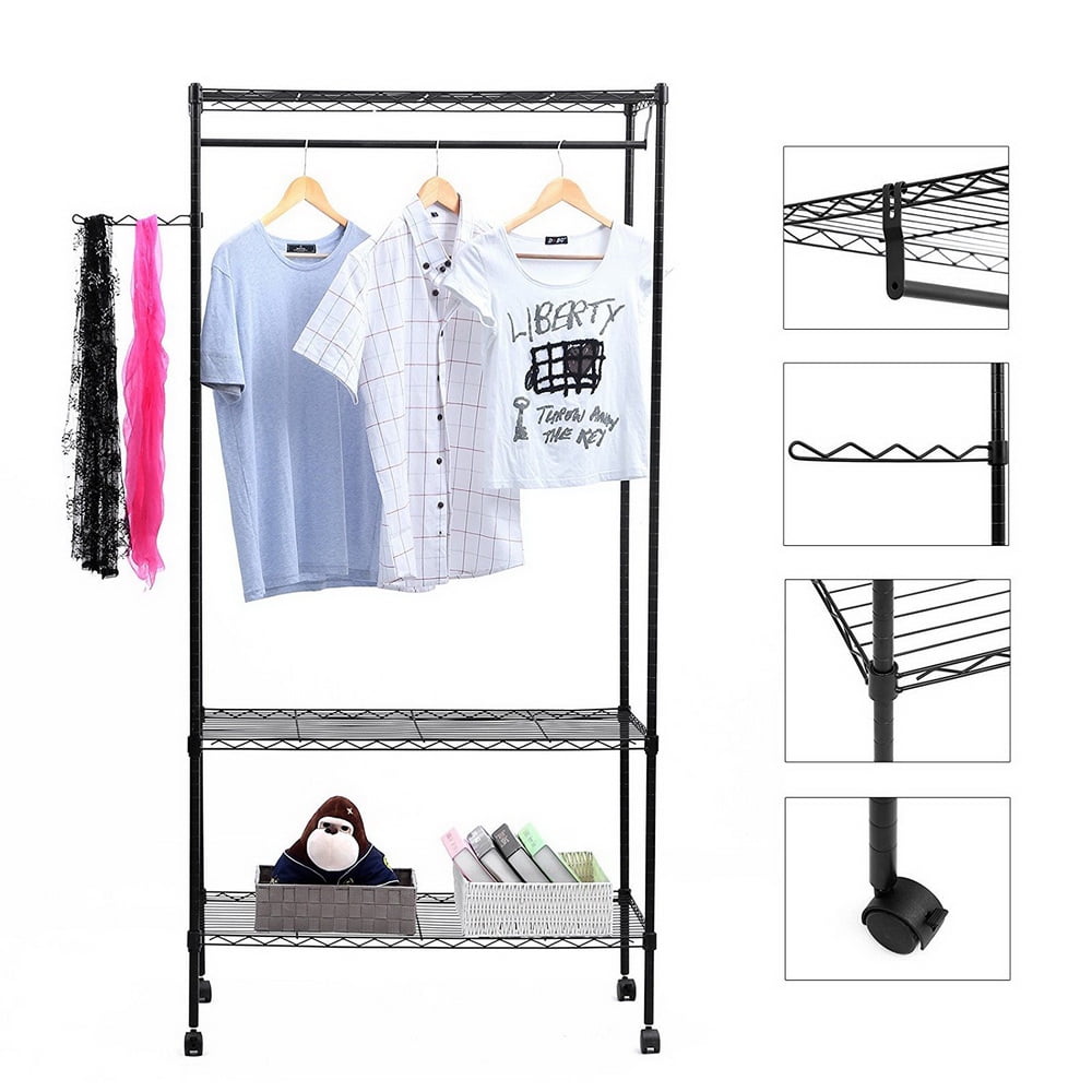 UBesGoo 3Tier Adjustable Closet Organizer Metal Garment Rack Portable