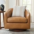 thumbnail image 4 of Better Homes & Gardens Bradford Wooden Base Swivel Accent Chair, Chestnut Faux Leather, 4 of 10