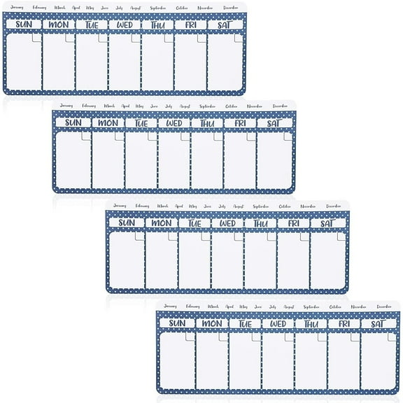 Magnetic Fridge Calendar, Dry Erase (11 x 4.2 in, 4 Pack)