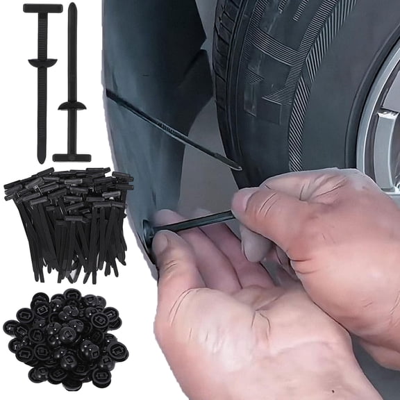 Nylon Universal Cable Tie Buckle, Snap On Fasteners Zip Tie, Heavy Duty Self-Locking Nylon Holder, T Zip Tie for Fender, Bumper,Trunk Line Repair Kit