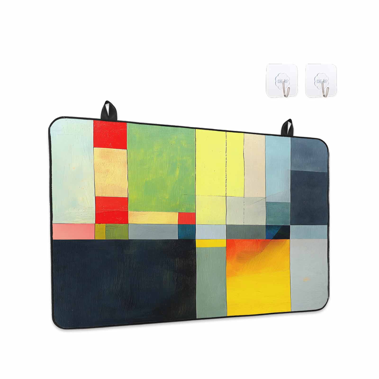 Colorful Geometric Stove Top Cover for Electric Stove, Heat-proof & Non Slip Glass Top Stove Cover Protector, Color Block Abstract Contemporary Kitchen Flat Cooktop Rubber Mat 24x21 Inches