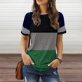 thumbnail image 2 of OJSFQUFP Summer Tops Women Green Women's Crew Neck Casual Patchwork Short Sleeve T-Shirt Top Cute Printed Loose Fit Workout Shirt XL, 2 of 5