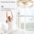 thumbnail image 4 of Ventilador de techo LEDIARY, 22 pulgadas, luz dorada regulable, 6 velocidades, 110 V, 4 of 7