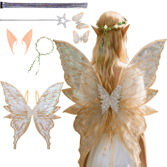 Alaiyaky 6Pcs Fairy Wings for Adults, Butterfly Wings for Women, Halloween Costume Angel Wings disfraz de Halloween, alas de ángel para mujer