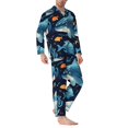 thumbnail image 2 of Fuzoiu Playful Whales Underwater Scene Print Men's Long-Sleeved Pajama,Lounge Button Down Nightwear,Mens Notch Collar Pajama Set -XX-Large, 2 of 7