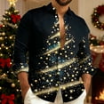 thumbnail image 2 of Fuwddey Pullover Top for Men Fall Blouses Shirts Men'S Fashionable Christmas Print Casual Long Sleeve Turndown Collar Blouse Shirt, 2 of 5