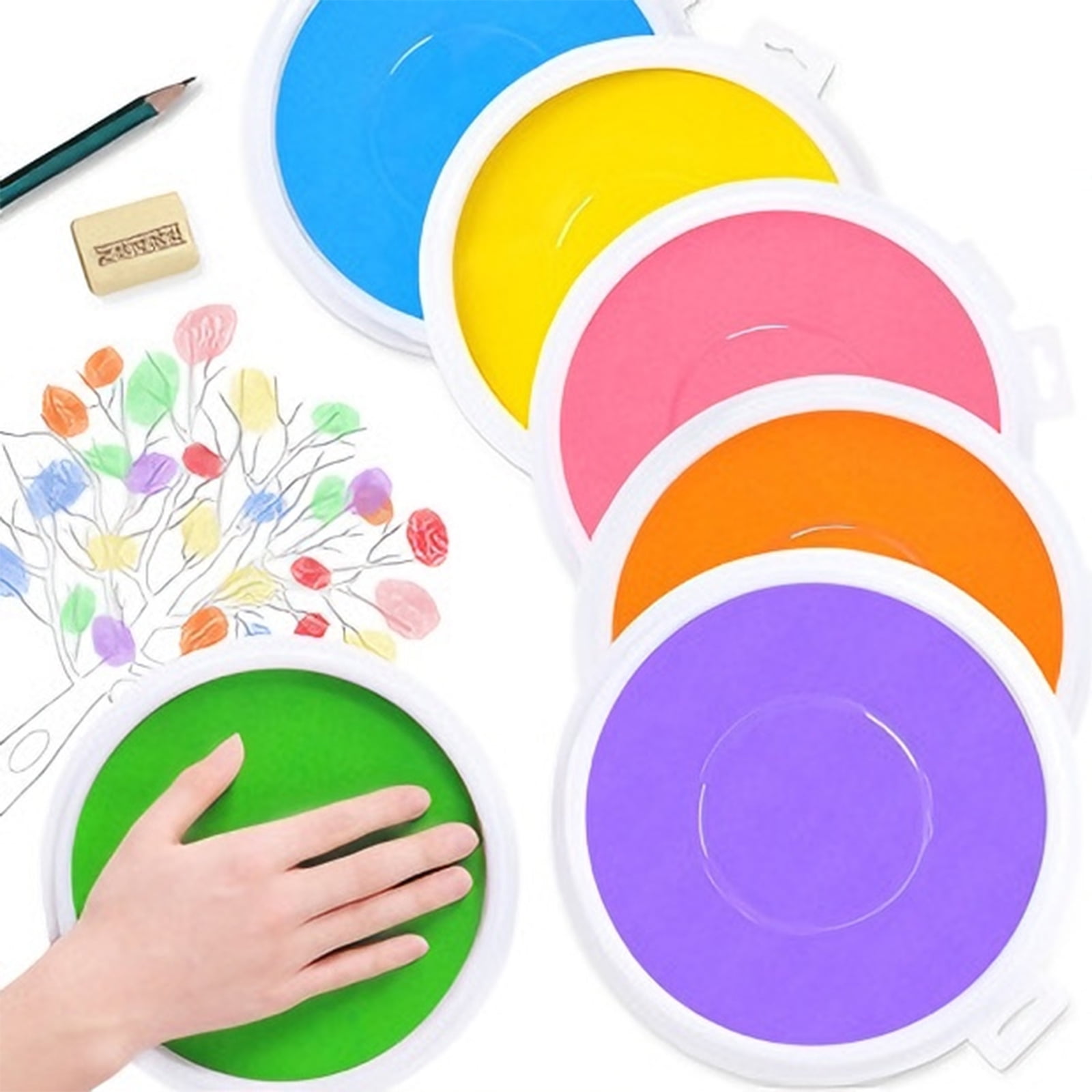 8PCS Large Water Based Inks Finger Painting Stamp Pads for Children Creative Art Activity Safe Washable for Craft Project