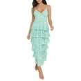 thumbnail image 1 of Faithtur Robe Longue à Imprimé Floral pour Femme, Col en V, Volants Superposés, Sans Manches, Robe Camisole, Robe d'Été Décontractée pour la Plage et les Fêtes, 1 of 9