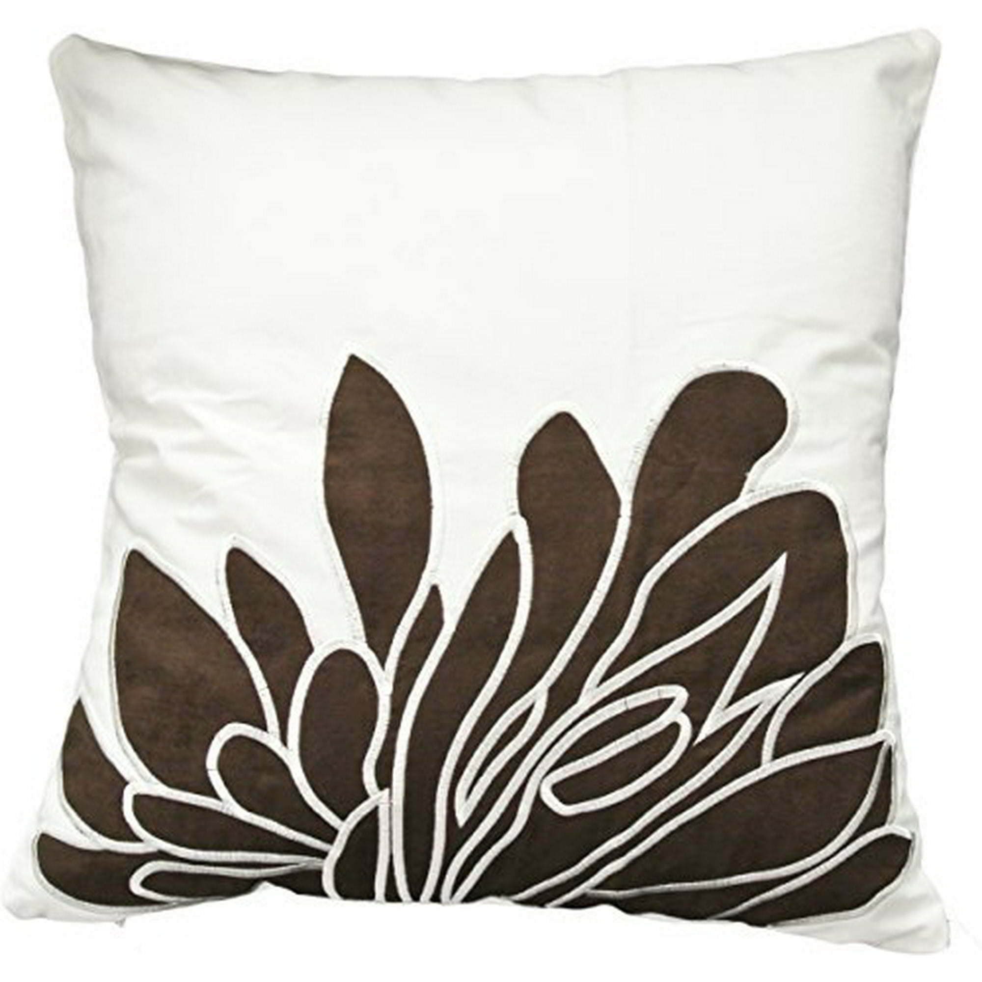 Blue Dolphin Partial Flower Applique Decorative Floral Throw Pillow Cover 18 White Brown Walmart Canada