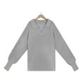 thumbnail image 4 of Women's Sweaters Women's Tops Womens Long Sleeve Tops Lapel Knit Shirt Pullover Sweater Jumper Tops Sweater Casual Warm Sweater, 4 of 5