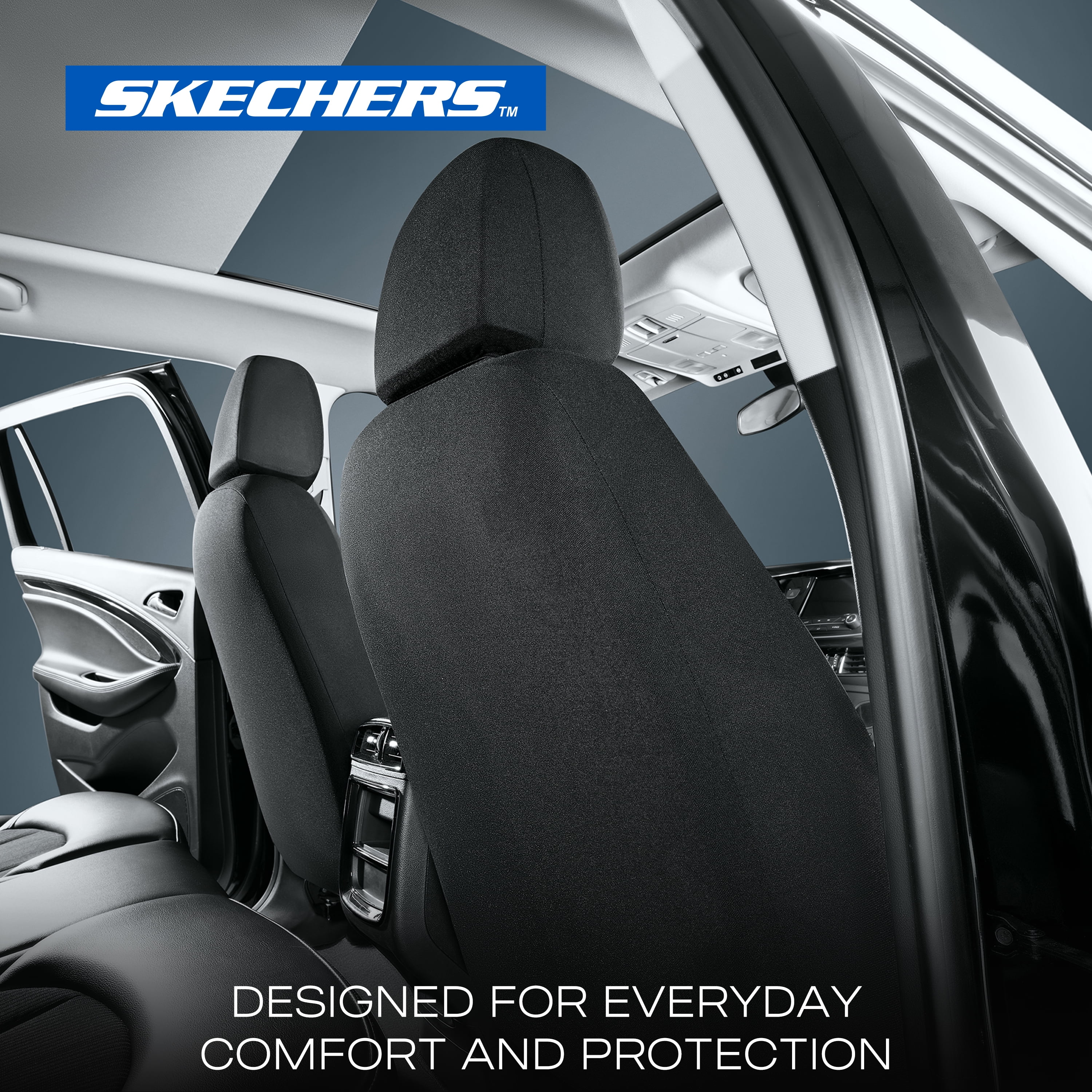 Skechers Gel Infused Car Seat Covers-Universal Fit, Grey 23SK83