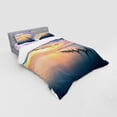 thumbnail image 3 of Nature Duvet Cover Set, Sunset at Abandoned Jetty with Smooth Water and Nice Sky Digital Image, Bedding Set with Shams and Fitted Sheet, 3 Sizes, by Ambesonne, 3 of 3