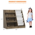 thumbnail image 3 of Hironpal Kids Bookshelf and Toy Storage Organizer, 4 Tier Wooden Kids Bookcase with Sling Book Rack in Kids Room Playroom Nursery for Kids, Children, Toddlers, 3 of 8