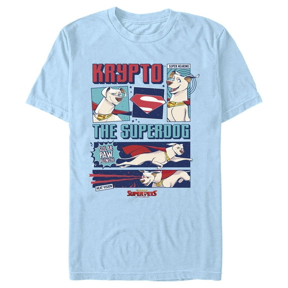 Men's DC League of Super-Pets Krypto the Superdog Comic  Graphic Tee Light Blue 3X Large