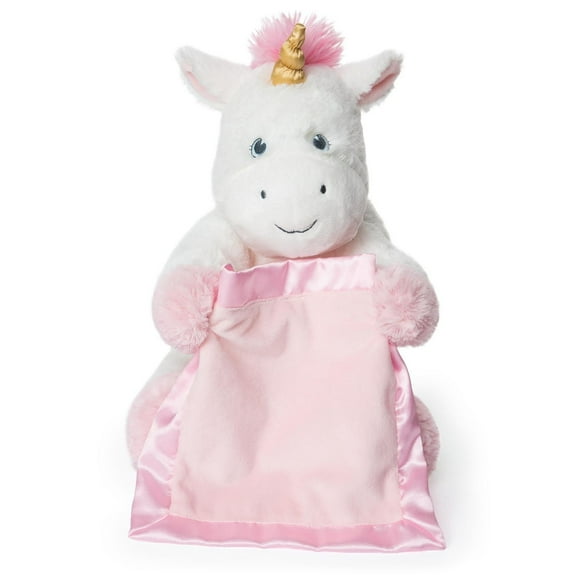 Peek-a-Boo Furry Friends Peek-a-Boo Unicorn Plush, Cream & Pink, 10"