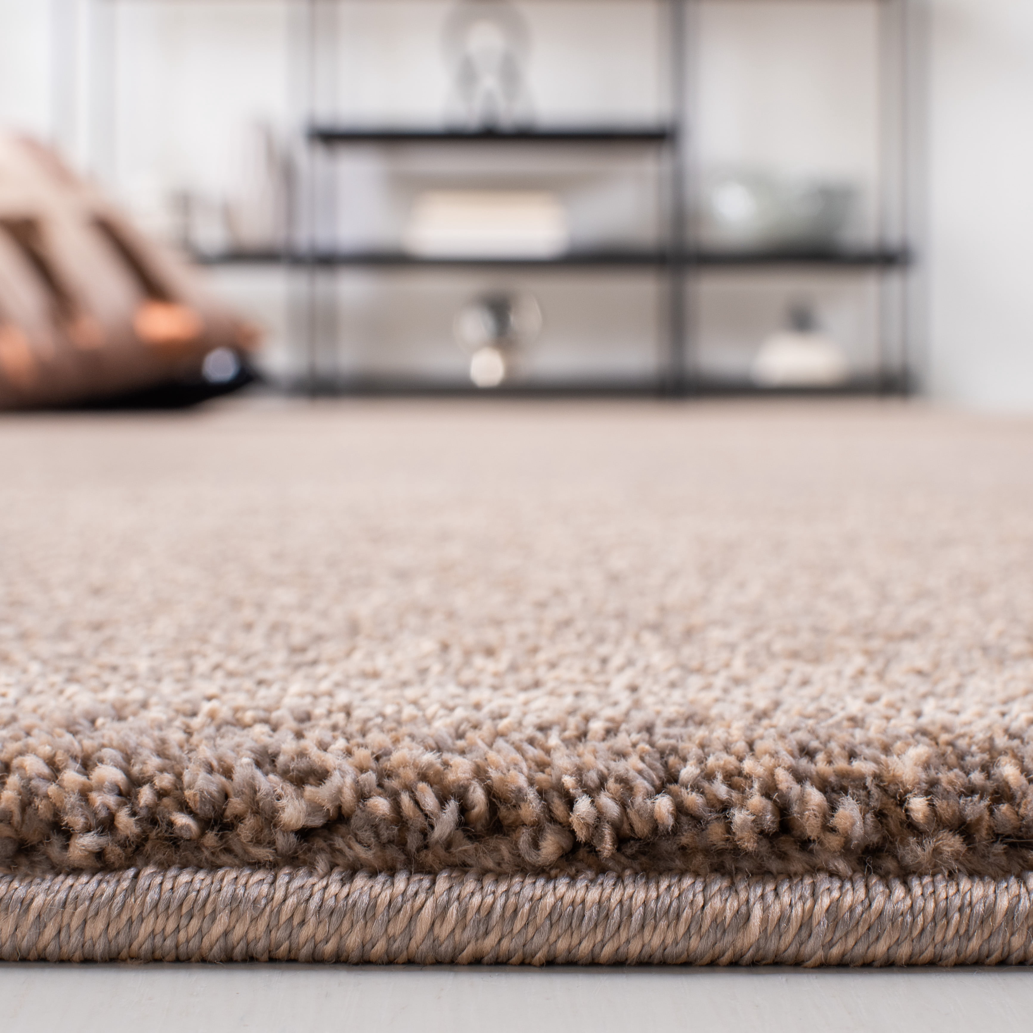 SAFAVIEH Plain and Solid Carleen Solid Plush Area Rug, Taupe, 9' x 12'