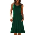 thumbnail image 1 of AherBiu Robes d'Été pour Femmes 2024 Décontractées Sans Manches Ligne A Midi Col Rond Fluide Longueur Genou, 1 of 5