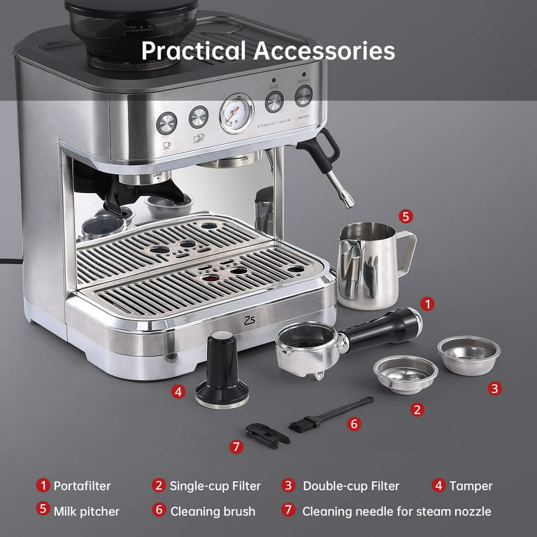 Two Pumps Two Boilers Automatic Coffee Machine 3 in 1 Espresso Brewing Bean  Grinder and Milk Foaming Household Coffee Maker