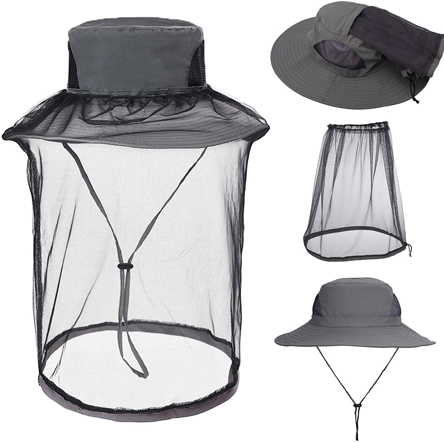 Removable Fishing Net Hat, Wide Brim 