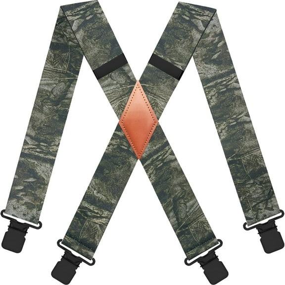 Qcwqmyl Men's Camo Suspenders for Men – Heavy Duty Work Braces with Clips for Holding up