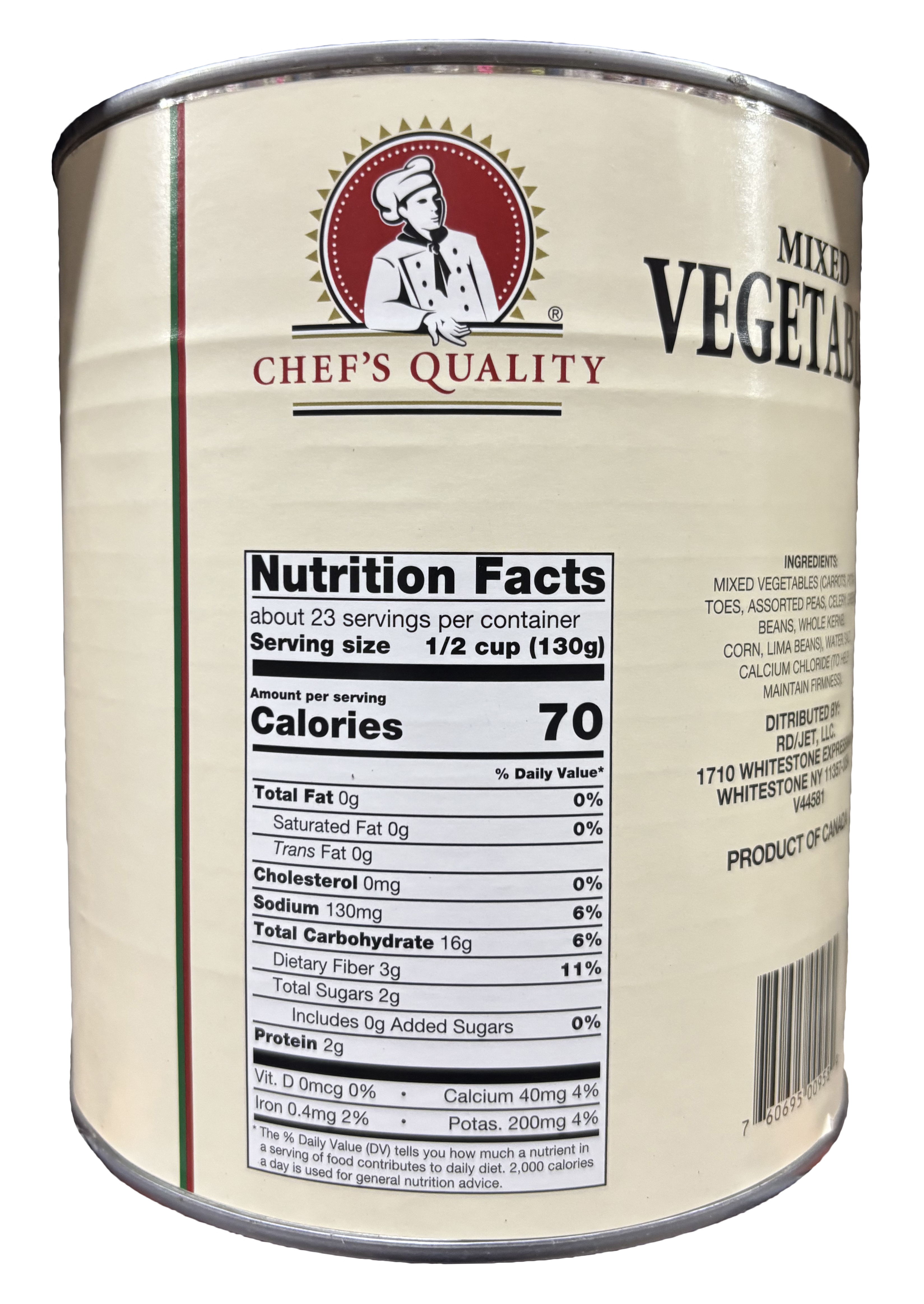 Chef's Quality Mixed Vegetables | Kosher | 6.56 lb Can
