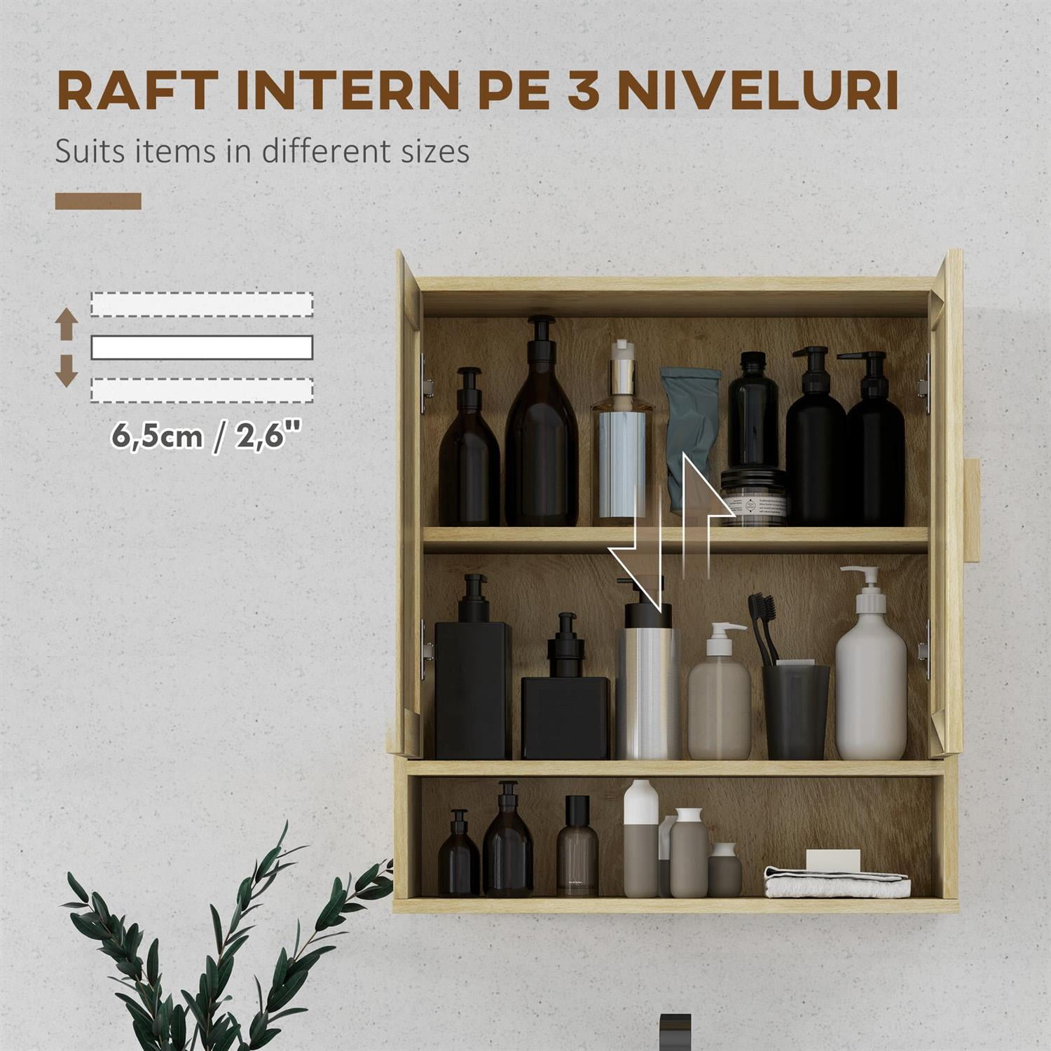 Demi Bonn 26" OverToiletStorageCabinet, 2-Door Bathroom Wall Cabinet with Adjustable Shelf for HomeStorage, Beige