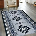 thumbnail image 4 of 2.7x5 Area Rugs, Blue Aztec Non-Skid Rubber Backing Large Rectangle Rugs - Living Room Bedroom Home Office, Boho Southwest Farmhouse Ethnic Motifs Indoor Floor Mat Carpets Washable Rug, 4 of 9