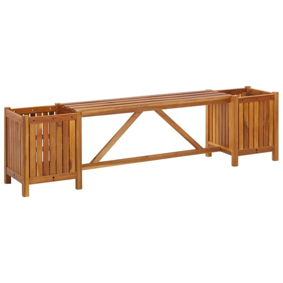 Casafoyer Garden Bench with 2 Planters 59.1"x11.8"x15.7" Solid Acacia Wood