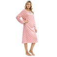 thumbnail image 2 of Sunsent Women's Soft Comfy Nightgown Long Sleeve Sleepwear Retro Polka Dot Nightshirt Henley Neck Button Down Nightdress, S-XXL, 2 of 7