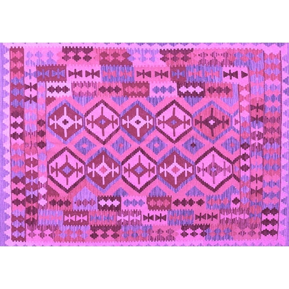 Ahgly Company Indoor Rectangle Southwestern Purple Country Area Rugs, 5' x 7'