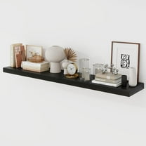48 Inch Floating Shelves, 9.3" Deep Floating Shelf Wall Mounted, 48" Wall Shelves, Rustic Deep Bookshelf, Large Display Shelves & Storage Shelves for Bedroom, Living Room, Black, Set of 1
