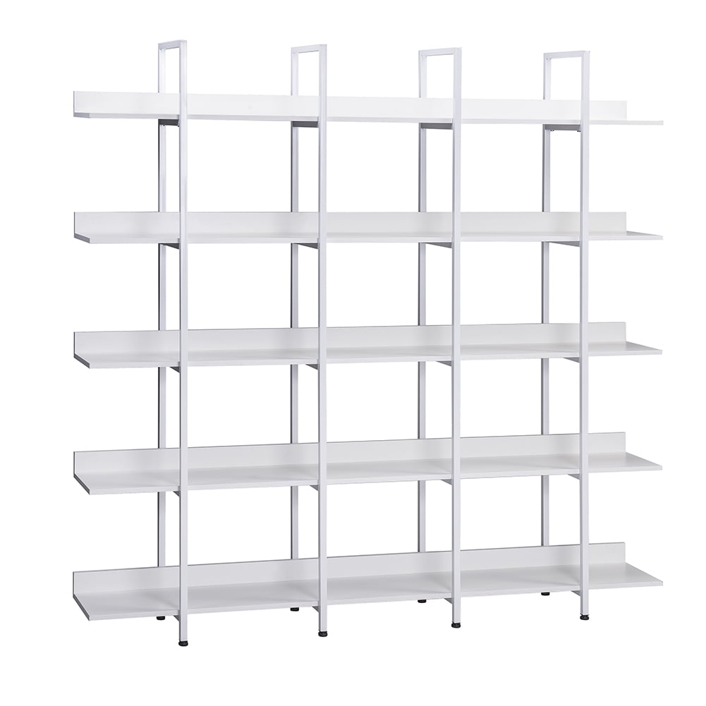 Kepooman 5-Tier Bookshelf, Modern Industrial Style Book Shelf, Wood and Metal Bookcase Furniture for Home & Office, White Kepooman 5-Tier Bookshelf, Modern Industrial Style Book Shelf, Wood and Metal Bookcase Furniture for Home & Office, White