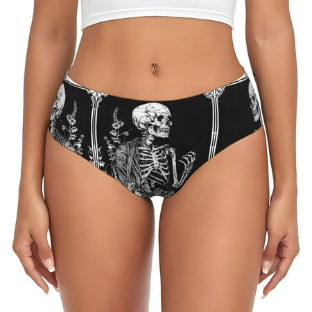 Womens Underwear - Gothic Skull Floral Art No Show Seamless Underwear for Women  Stretch Women s Panties  Hipster Soft Comfort Ladies Panties Bikini Underwear Briefs