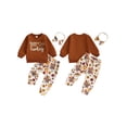 thumbnail image 2 of Pudcoco Toddler Thanksgiving Set Turkey Print Long Sleeve Round Neck Sweatshirt Long Pants Fall Outfits, 2 of 9