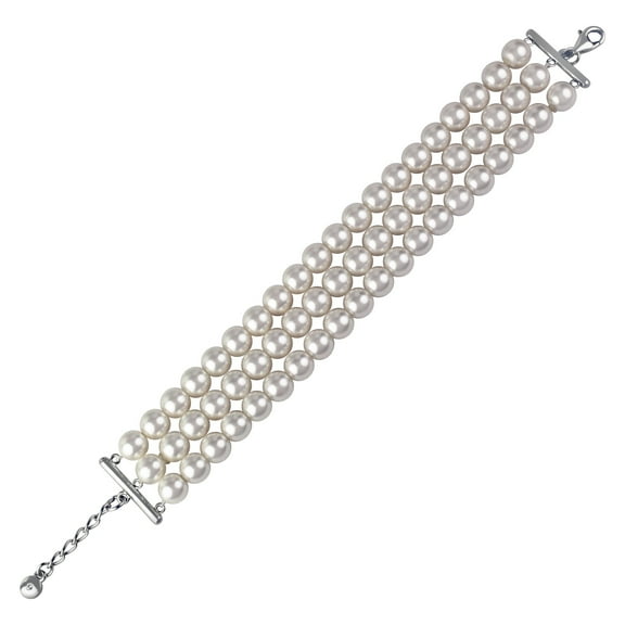 Believe by Brilliance Adult Fine Silver Plated Simulated Pearl Bracelet With Clasp