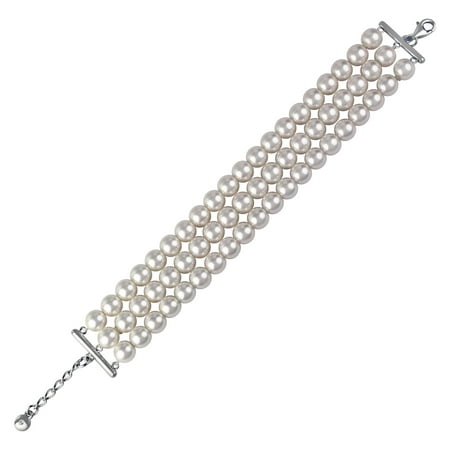 Believe by Brilliance Fine Silver Plated Simulated Pearl Bracelet wth Clasp