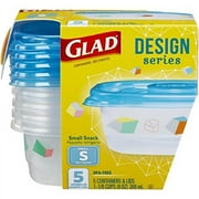 GladWare Design Series Food Storage Containers 9 Oz, 5 Ct | Small Snack Containers for Snacks & Small Meals, Food Storage from Glad | Glad Plastic Food Containers with Lids, Plastic Food Storage