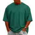 thumbnail image 2 of GrmtClth Shirt for Men Summer Beach Short Sleeve Tops Athletic Knit -Neck T-Shirts Fashion Solid Color Clothes Dark Green S, 2 of 4
