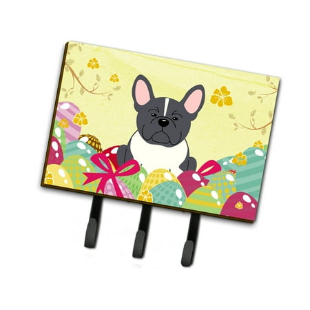 Carolines Treasures BB6012TH68 Easter Eggs French Bulldog Black White Leash or Key Holder Triple multicolor