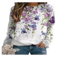 thumbnail image 1 of QJUHUNG Sweat-Shirt Décontracté à Manches Longues Papillon Imprimé Graphique Léger Pull-Over Manches Longues Chemises, 1 of 7