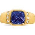 thumbnail image 5 of 14K Yellow Gold Created Sapphire And Diamond Mens Ringsize 10 (Width 2.1 To 11.3) - Jbsp, 5 of 5