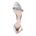 thumbnail image 3 of BADGLEY MISCHKA Womens Silver Rhinestone Adjustable Strap Dash Round Toe Kitten Heel Buckle Dress Slingback Sandal 6.5 M, 3 of 4