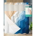 thumbnail image 2 of No Hook Shower Curtain with Snap-in Liner, Blue Ocean Waves Waterproof Fabric Bathroom Curtains, Coastal Ombre Beach Abstract Aesthetic Bath Curtains & Mesh Top Window 66"x72", 2 of 6