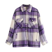 CEHVOM Family Matching Shirts Flannel Jacket Plaid Long Sleeve Lapel Button Down Shacket Shirt Coats Fall Tops